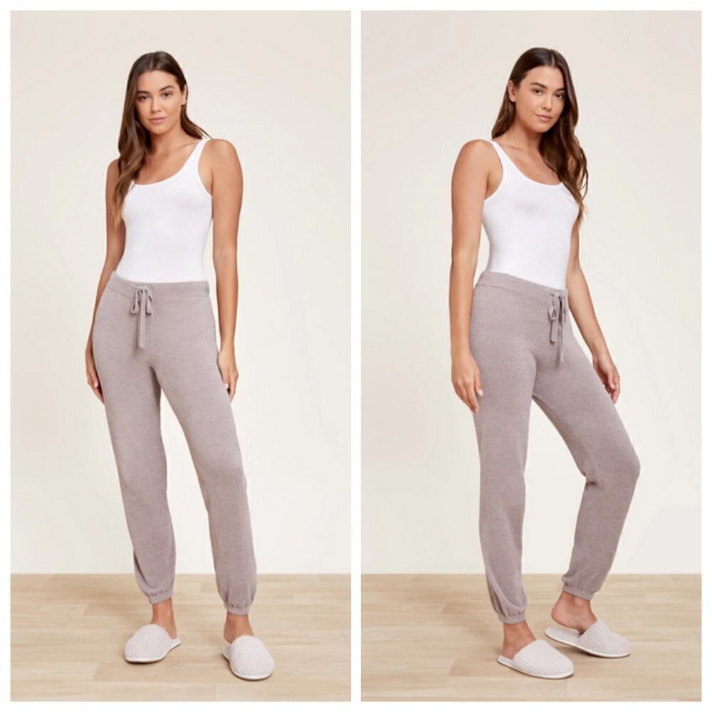 💕BAREFOOT DREAMS💕 CozyChic Ultra Lite Track Pant ~ Beach Rock Large L NWT